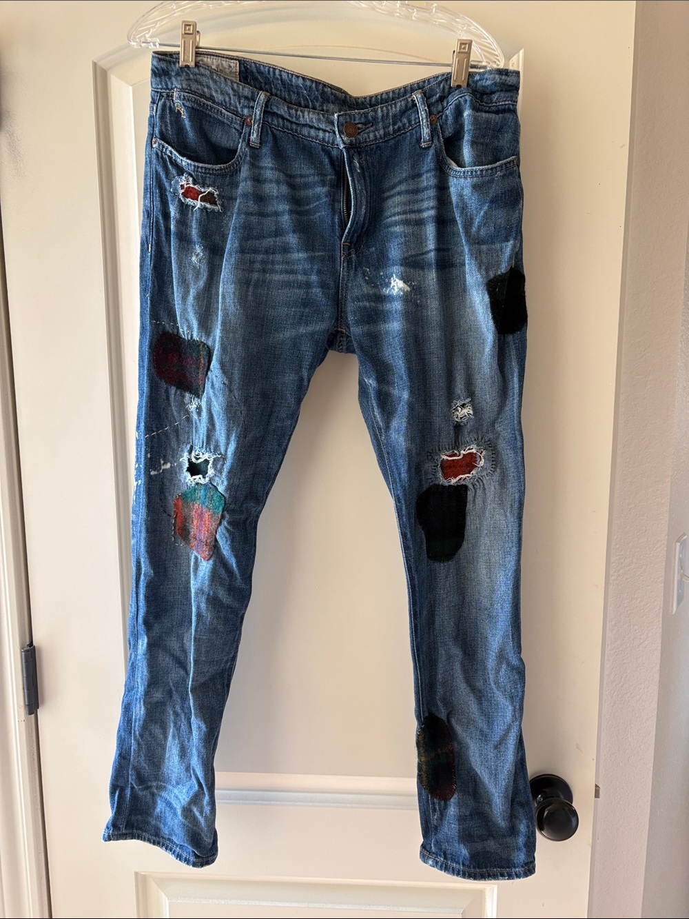 Polo Ralph Lauren Women’s Blue 30 Astor Boyfriend Distressed Patchwork
